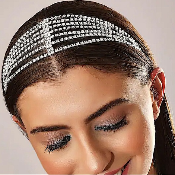 Gold Rhinestone Headband Hair Accessory - Picture 2 of 4